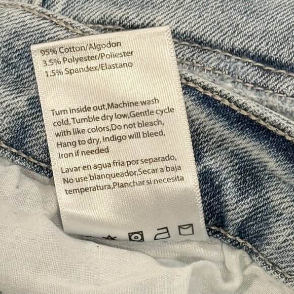 NWT RISEN JEANS Distressed Raw Frayed Edge Stretch Blue Denim Mini Skirt Sz 3X - Picture 10 of 12